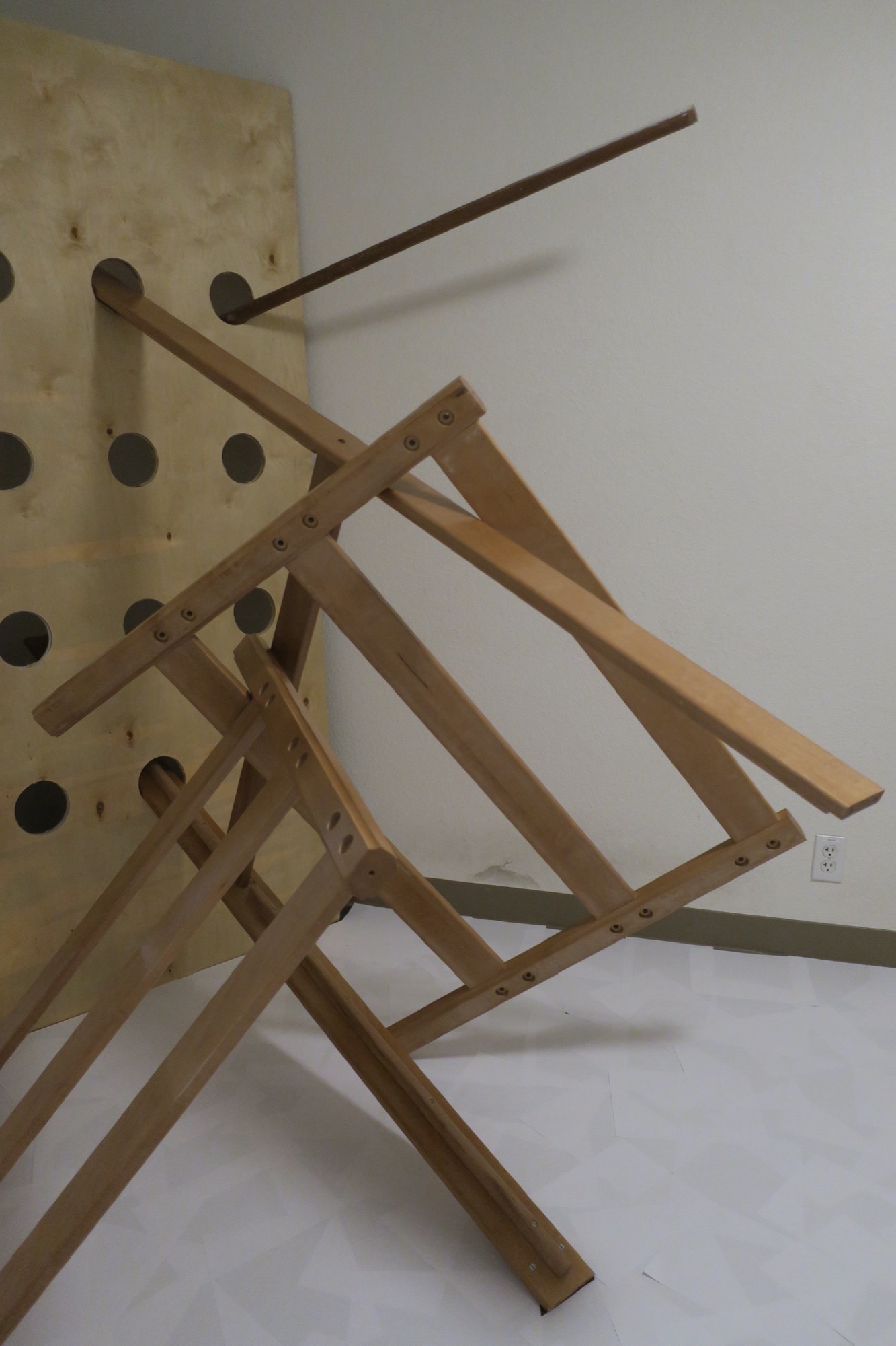 2: A Monument, 2023 — detail view, disassembled bed frame joinery