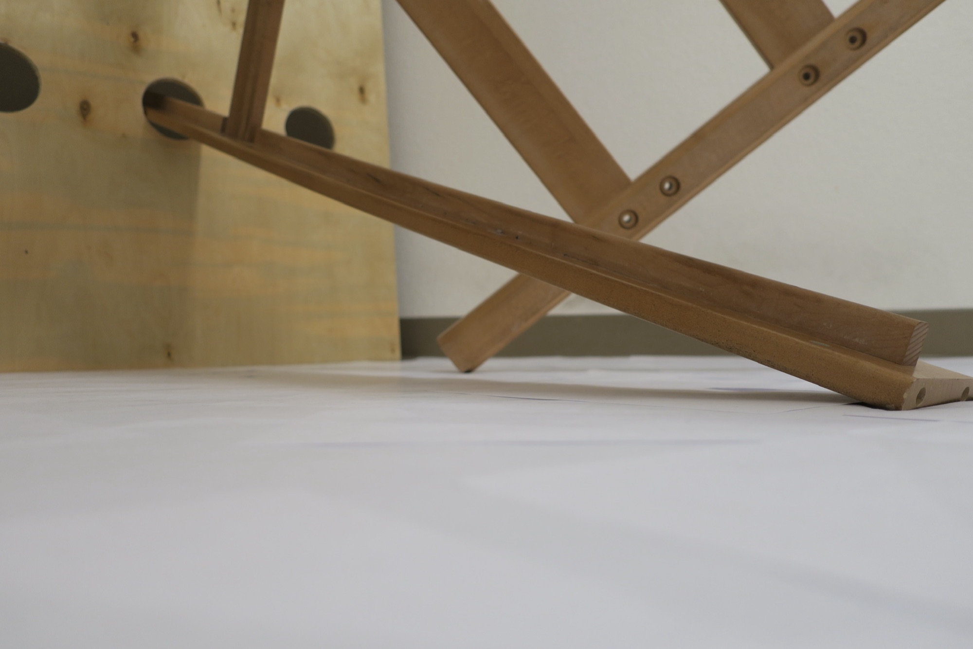 2: A Monument, 2023 — detail view, angled bed frame components
